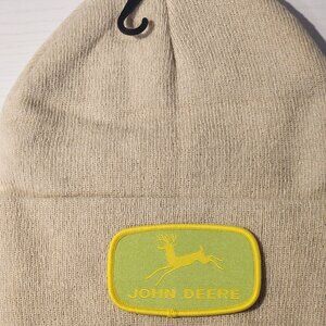 John Deere Patched Knit Cuffed Beanie in Beige
